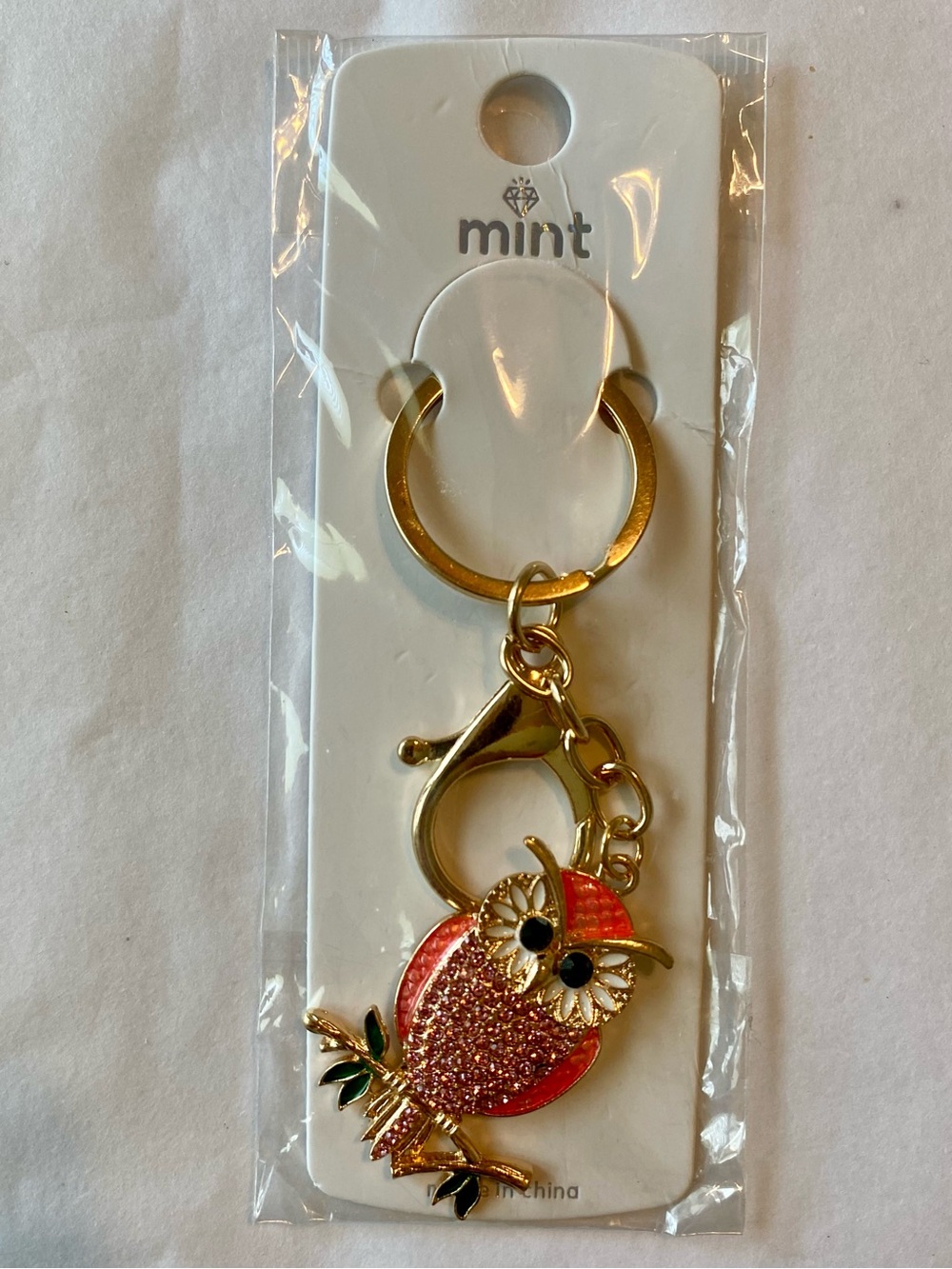 Mint Pink Owl Bag Charm Keychain